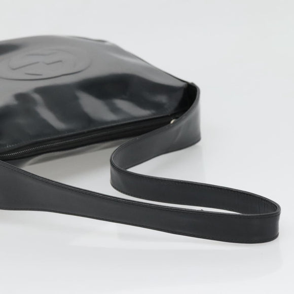 GUCCI Shoulder Bag Enamel Black 001 3754 1703 Auth am8759