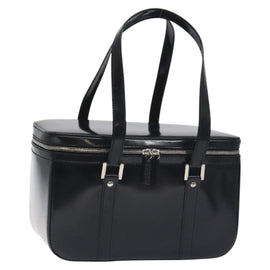 GUCCI Hand Bag Enamel Black Silver Auth am8761