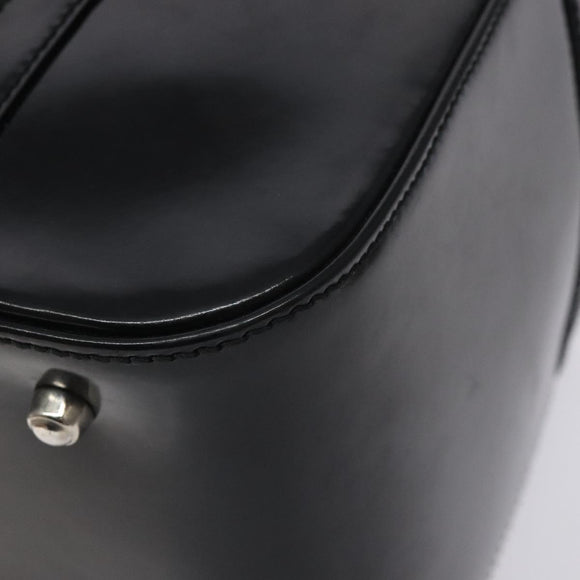 GUCCI Hand Bag Enamel Black Silver Auth am8761