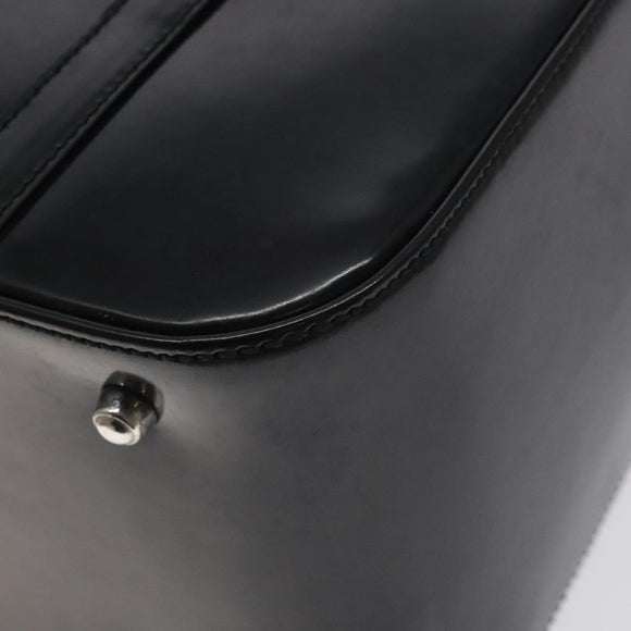 GUCCI Hand Bag Enamel Black Silver Auth am8761