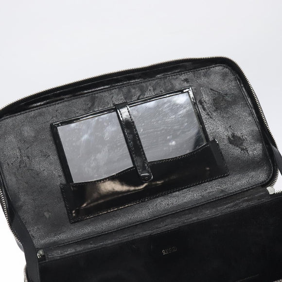 GUCCI Hand Bag Enamel Black Silver Auth am8761