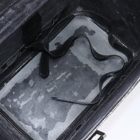 GUCCI Hand Bag Enamel Black Silver Auth am8761