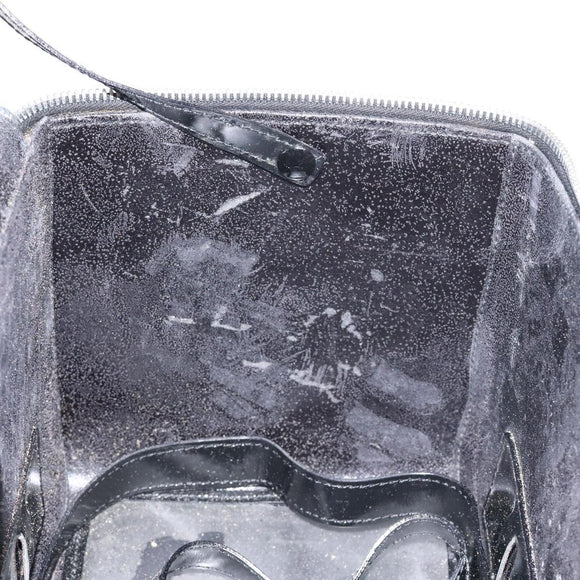 GUCCI Hand Bag Enamel Black Silver Auth am8761