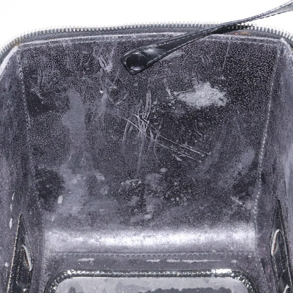 GUCCI Hand Bag Enamel Black Silver Auth am8761