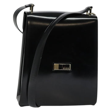 GUCCI Shoulder Bag Enamel Black 001 2113 1745 Auth am8764