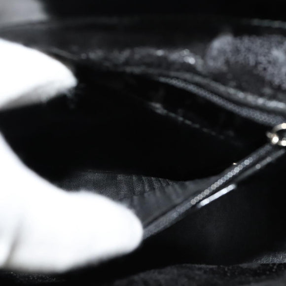 GUCCI Shoulder Bag Enamel Black 001 2113 1745 Auth am8764