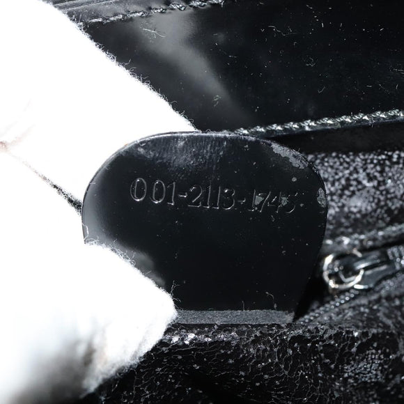 GUCCI Shoulder Bag Enamel Black 001 2113 1745 Auth am8764