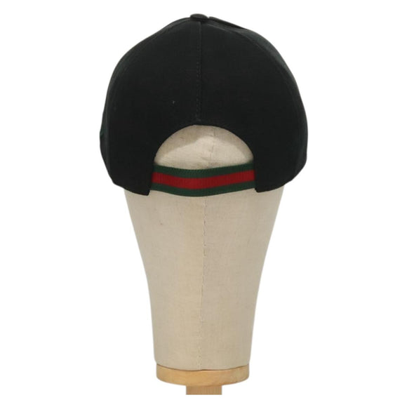 GUCCI Web Sherry Line Cap Canvas L Black Red Green Auth am8766