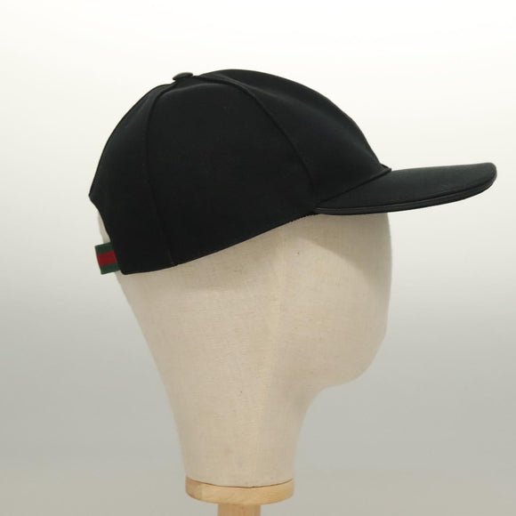 GUCCI Web Sherry Line Cap Canvas L Black Red Green Auth am8766