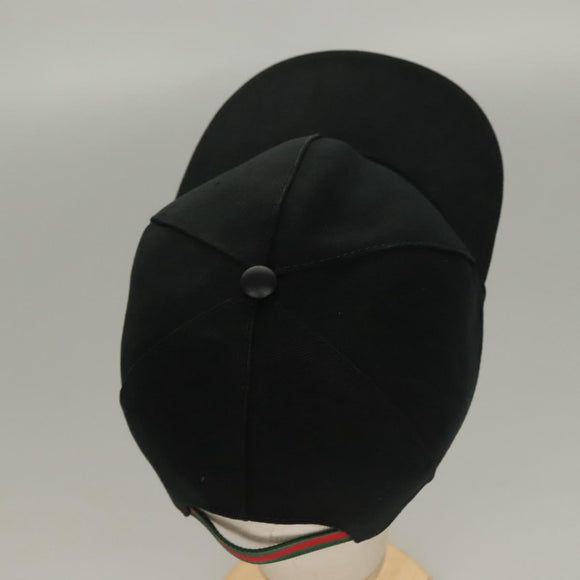 GUCCI Web Sherry Line Cap Canvas L Black Red Green Auth am8766