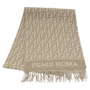 FENDI Zucca Canvas Scarf Wool Beige Auth am8770-1