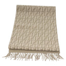 FENDI Zucca Canvas Scarf Wool Beige Auth am8770-3