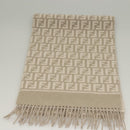 FENDI Zucca Canvas Scarf Wool Beige Auth am8770-4