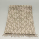 FENDI Zucca Canvas Scarf Wool Beige Auth am8770-5