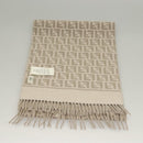 FENDI Zucca Canvas Scarf Wool Beige Auth am8770-6