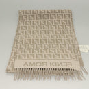 FENDI Zucca Canvas Scarf Wool Beige Auth am8770-9