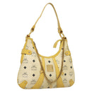 MCM Logogram Vicetos Shoulder Bag PVC Leather Yellow White Auth am8776-1