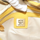 MCM Logogram Vicetos Shoulder Bag PVC Leather Yellow White Auth am8776-18