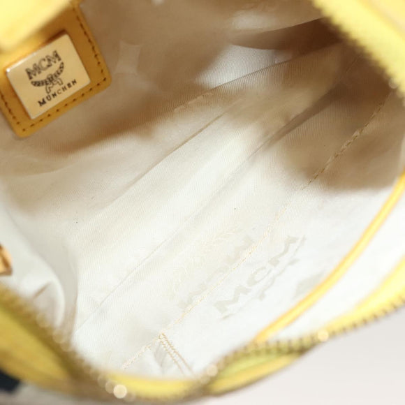 MCM Logogram Vicetos Shoulder Bag PVC Leather Yellow White Auth am8776