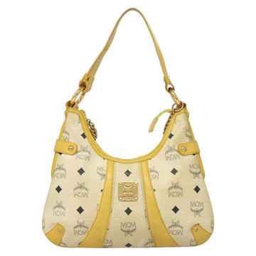MCM Logogram Vicetos Shoulder Bag PVC Leather Yellow White Auth am8776 - 0