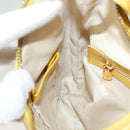 MCM Logogram Vicetos Shoulder Bag PVC Leather Yellow White Auth am8776-21