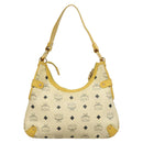 MCM Logogram Vicetos Shoulder Bag PVC Leather Yellow White Auth am8776-3