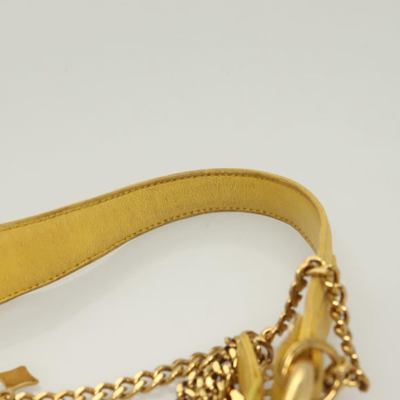 MCM Logogram Vicetos Shoulder Bag PVC Leather Yellow White Auth am8776