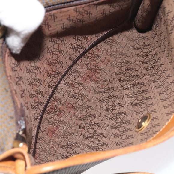 SAINT LAURENT Shoulder Bag PVC Brown Gold Auth am8777