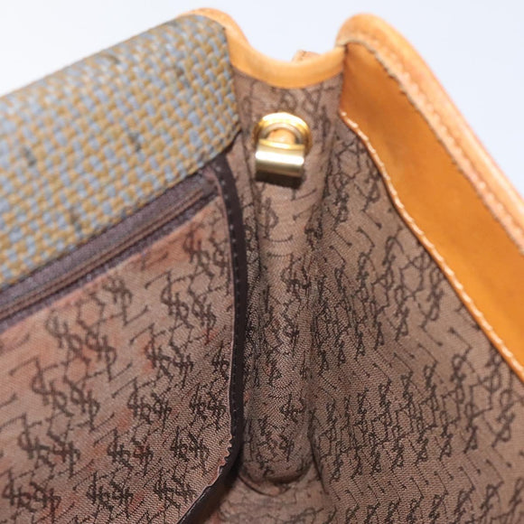 SAINT LAURENT Shoulder Bag PVC Brown Gold Auth am8777