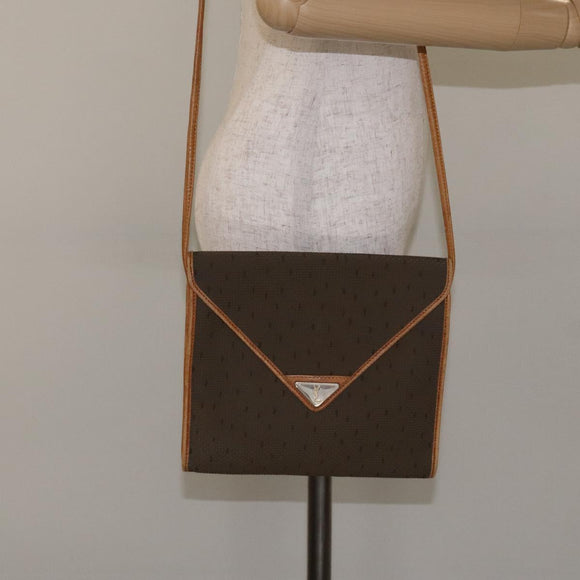 SAINT LAURENT Shoulder Bag PVC Brown Gold Auth am8777