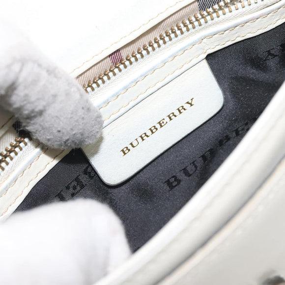 BURBERRY Shoulder Bag Leather White Auth am8778