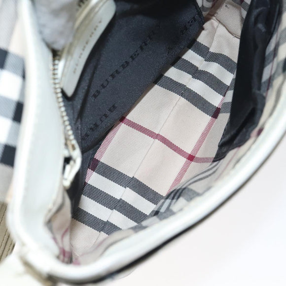BURBERRY Shoulder Bag Leather White Auth am8778