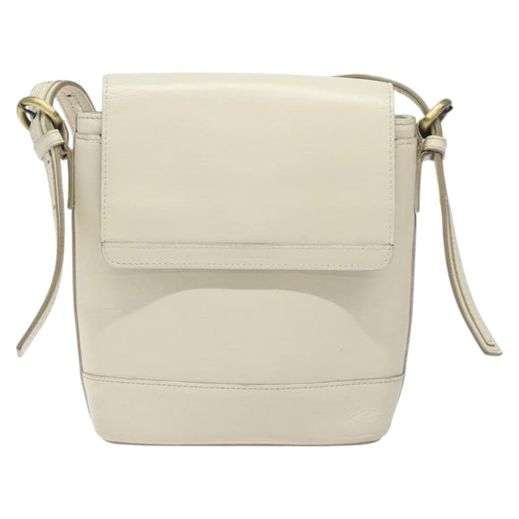 BURBERRY Shoulder Bag Leather White Auth am8778
