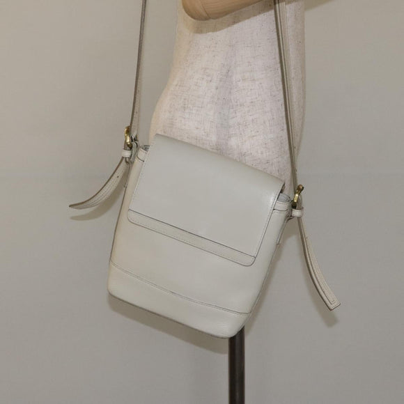 BURBERRY Shoulder Bag Leather White Auth am8778
