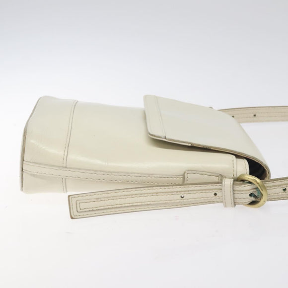 BURBERRY Shoulder Bag Leather White Auth am8778