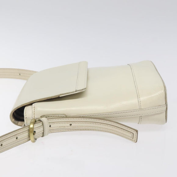 BURBERRY Shoulder Bag Leather White Auth am8778