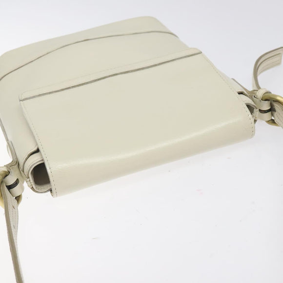 BURBERRY Shoulder Bag Leather White Auth am8778