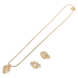 Christian Dior Earring Necklace metal 2Set Gold Auth am8783