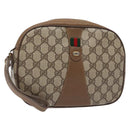 GUCCI GG Supreme Web Sherry Line Clutch Bag PVC Beige 89 01 034 Auth am8803-1