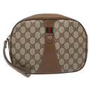 GUCCI GG Supreme Web Sherry Line Clutch Bag PVC Beige 89 01 034 Auth am8803-13