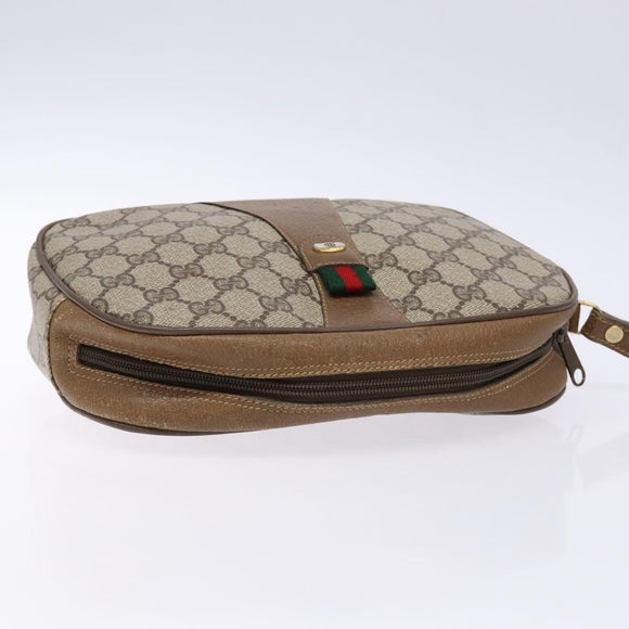 GUCCI GG Supreme Web Sherry Line Clutch Bag PVC Beige 89 01 034 Auth am8803
