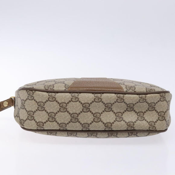 GUCCI GG Supreme Web Sherry Line Clutch Bag PVC Beige 89 01 034 Auth am8803