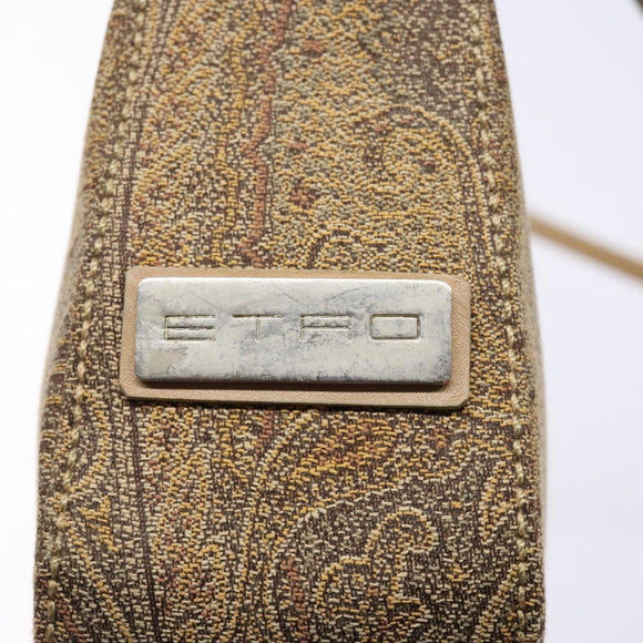 ETRO Paisley Shoulder Bag Canvas Beige Auth am8806