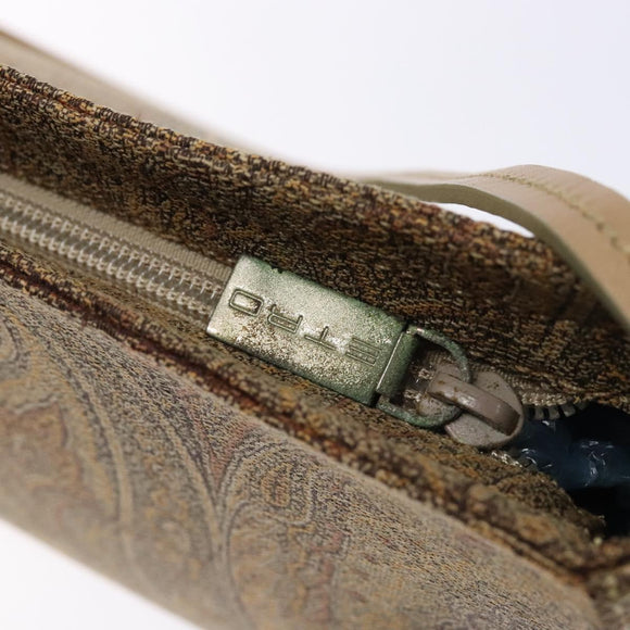 ETRO Paisley Shoulder Bag Canvas Beige Auth am8806