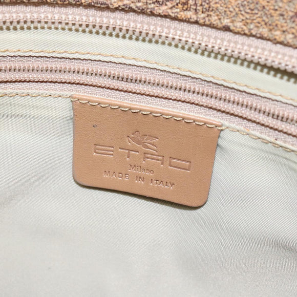 ETRO Paisley Shoulder Bag Canvas Beige Auth am8806