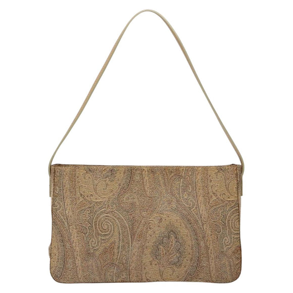 ETRO Paisley Shoulder Bag Canvas Beige Auth am8806