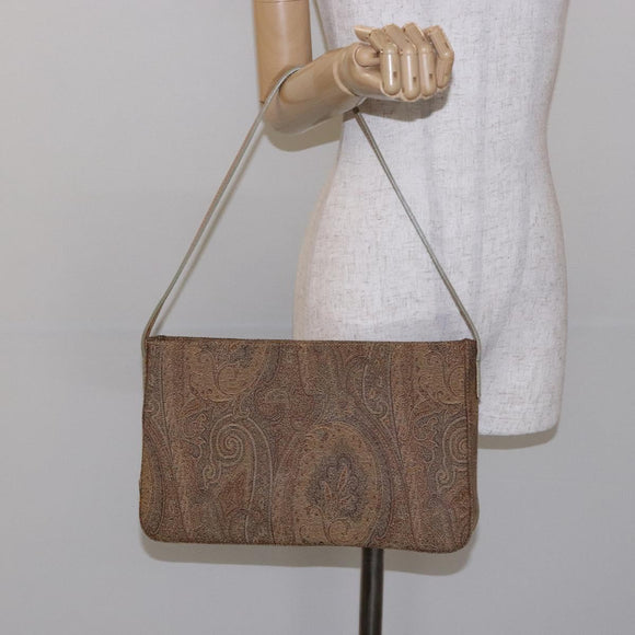 ETRO Paisley Shoulder Bag Canvas Beige Auth am8806