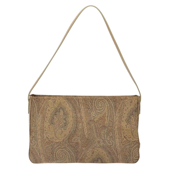 ETRO Paisley Shoulder Bag Canvas Beige Auth am8806
