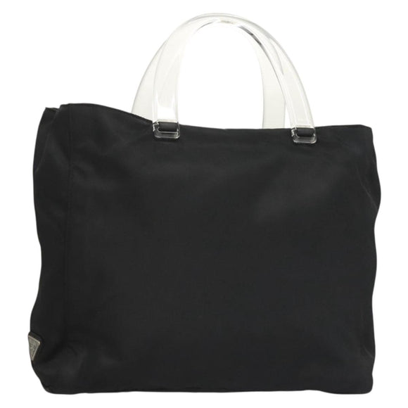 PRADA Hand Bag Nylon Black Clear Auth am8816