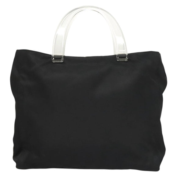PRADA Hand Bag Nylon Black Clear Auth am8816